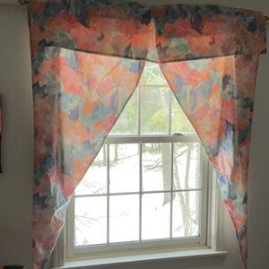 Custom Floral Watercolor Curtain Sets 4 panels + 2 valances